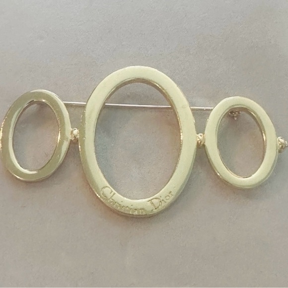Dior Triple Oval Gold Brooch - Picture 1 of 4
